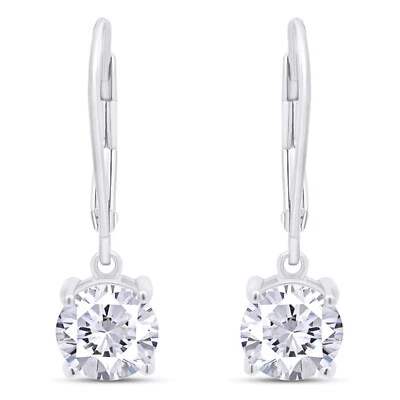 1-5 Carat GIA Authenticated 14K Gold LAB-GROWN Diamond Earrings Bezel Set - Image 1 of 4