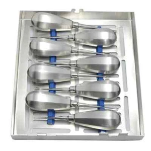 Stubby Handle Dental Elevator Kit with Sterilization Cassette (8 Pcs) - Picture 1 of 3