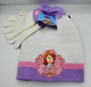 Disney Sofia The First Hat Gloves Scarf Girls Winter 3 Piece Set - One Size NWT - Picture 1 of 5