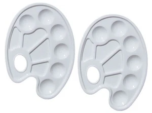 2 Pack Artist Plastic Palette for Oil, Acrylic, Watercolor Paints, 10 Sections - Picture 1 of 5