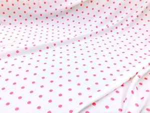 Bullet Printed Liverpool Textured Fabric Stretch White Pink Small Polka Dot R34 - Picture 1 of 1