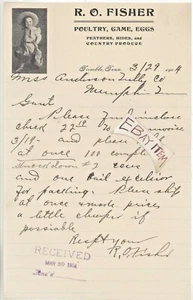 1904 TRIMBLE TN TENNESSEE R. O. Fisher STORE poultry PRODUCE letterhead - Picture 1 of 1