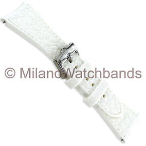26mm Glam Rock High Quality Curved End White Textured Soft Silicone Watch Band