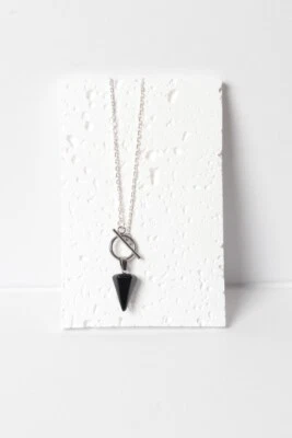 Cadena Acero Inoxidable Piedra De Cristal Obsidiana 天然 Curación Meditación — 第 1/4 张图片