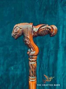 Walking Stick Handmade Wooden Carved With A Dinosaur Design Best - Picture 1 of 5