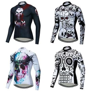 Men's Skull Cycling Jersey Long Sleeve Road Bike Clothing Cycle Top Shirt S-5XL - Bild 1 von 10