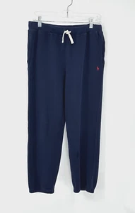 POLO RALPH LAUREN sweatpants drawstring waist cotton blend navy blue 14 16 L - Picture 1 of 7