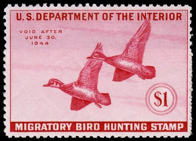 United States Hunting Permit Stamp Scott RW10 (1943 ) Mint H F-VF, CV $120.00 W - Image 1 of 1