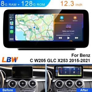 8G+128G For Mercedes Benz GLC X253 2016-2019 Android Car GPS 12.3'' Wifi Carplay - Imagen 1 de 12
