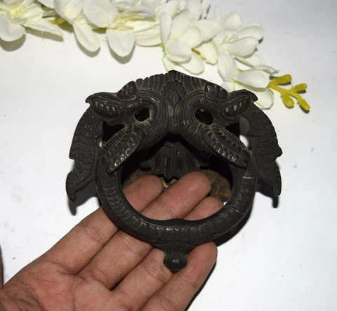 5'' Inches Vintage Brass Vyala Doorbell Mythical Creature Yali Knocker EK599 Cover
