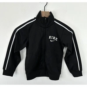 Nike Track Jacket Kids 6 Black Full Zip High Neck Athletic Logo - Picture 1 of 7