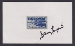 Steve Largent, US Representative OK, NFL HOF, signed 3x5 card, 3c Oklahoma stamp - Picture 1 of 1
