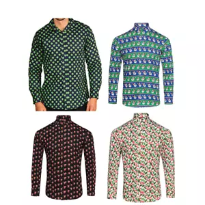 Christmas Shirt - Long Sleeve Santa/Sprouts/Trees - Xmas Jumper Alternative - Picture 1 of 3