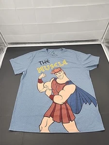 Disney Hercules Men's XL Heather Blue T Shirt The Muscle Big Print - Picture 1 of 8