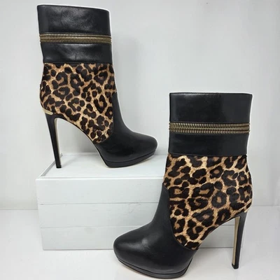 MICHAEL KORS Haya Stiletto Heel Boots Leopard Animal Womens 8 Mob Wife Rich Mom - Image 1 of 4