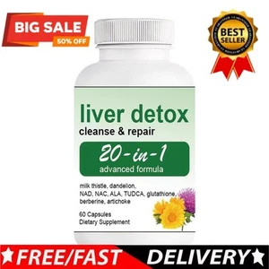 Liver Detox 20-in-1 w/ Milk Thistle NAC ALA, TUDCA for Cleanse & Repair 60 Caps - Imagen 1 de 8
