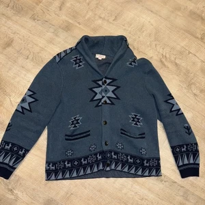 Wallace & Barnes marineblaue aztekische Knopfleiste Strickjacke Pullover Herren XL - Bild 1 von 11