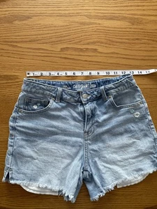 Cat & Jack Mädchen bestickt Blumen ausgefranst verstellbar Denim Shorts blau Größe 14 - Bild 1 von 10