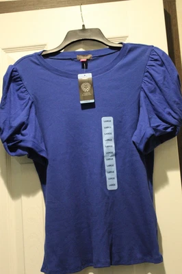 VINCE CAMUTO LADY TOP LARGE COBALT SEA PUFF SLEEVE - Image 1 of 4