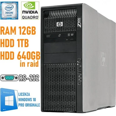 Workstation Hp Z800 2x Intel Xeon Nvidia Quadro 2000d 12gb Hdd 1t Ricondizionato - Immagine 1 di 3