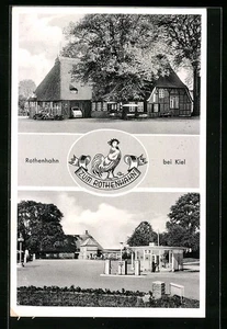 Rothenhahn b. Kiel, Gasthof zum Rothenhahn, Tankstelle, Ansichtskarte - Picture 1 of 2