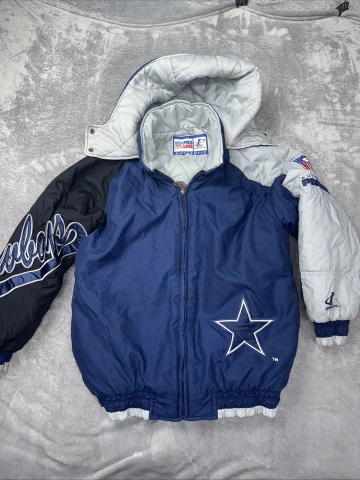 Vintage 90s Logo Athletic Pro Line Dallas Cowboys Puffer Coat Jacket Logo Y Med - Image 1 of 4