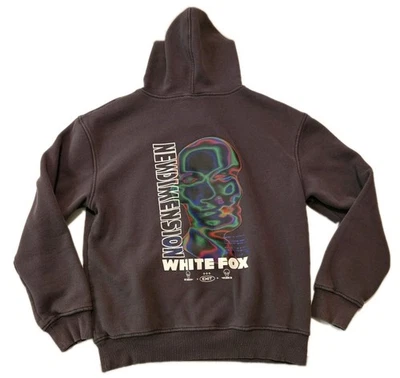 白色狐狸连帽衫成人 S/M 长袖套衫灰色复古  — 第 1/4 张图片