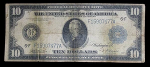 1914 Large Size Federal Reserve Note $10 Ten Dollars Nice Details ----  #229 - Picture 1 of 2
