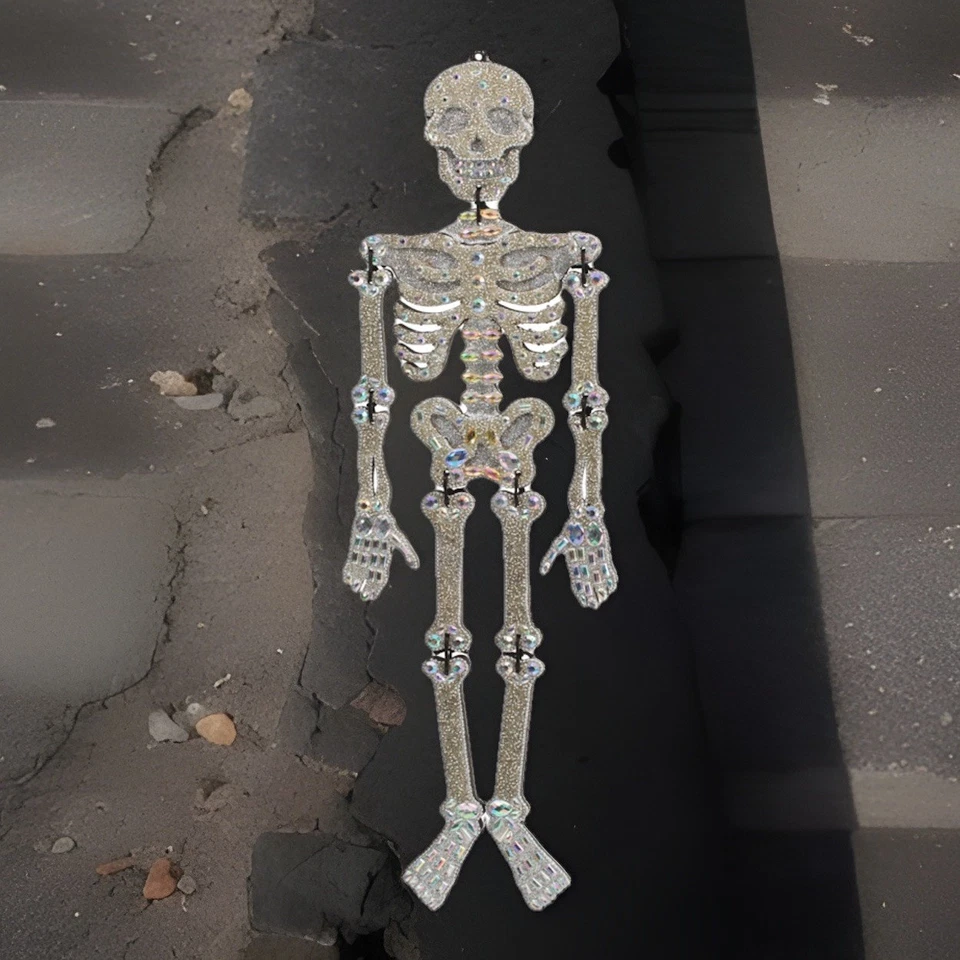 大号串珠骨架墙艺术 24 英寸高人偶全新带标签印度制造 — 第 1/1 张图片