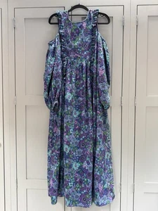 Damson Madder Purple Blue Floral Print Cotton Dress BNWT UK 10 - Picture 1 of 10