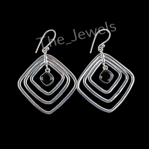 Pendientes colgantes de plata de ley 925 con piedras preciosas de ónix negro de 2,44" para mujer - Imagen 1 de 6