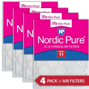 14x20x1 (13_1/2x19_1/2) Nordic Pure Tru Mini Pleat MERV 11 Air Filters 4 Pack - Picture 1 of 7