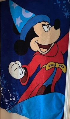 РЕДКИЙ винтажный флисовый плед Disney Fantasia Sorcerer's Apprentice Mickey, 48x60 - Изображение 1 из 4