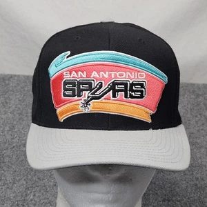 San Antonio Spurs Retro Logo Hat Mitchell & Ness Black Gray Hardwood Classics - Picture 1 of 7