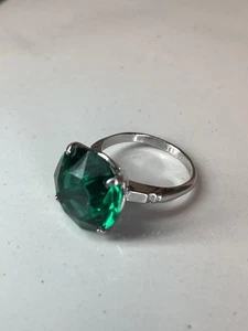 925 Sterling Silver Emerald Ring Antique Handmade Size 5 - Picture 1 of 13