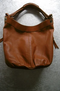 Tasche Made in Italy Hobo Beutel XL dickes Leder cognac packbar - Bild 1 von 19
