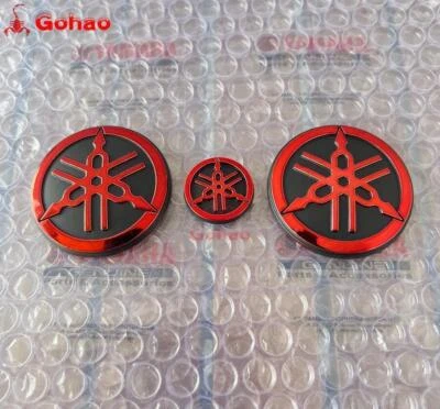 25 50mm 3x Red  Fuel Gas Tank Emblems Decal Sticker 3D For R1 R3 R6 YZF Bikes - Image 1 of 3