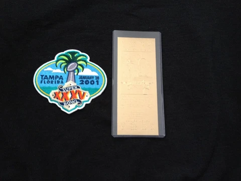 Baltimore Ravens Super Bowl XXXV 22kt Gold Replica Ticket and Patch Set (NEW) Cover
