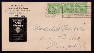 US #632 VERTICAL PAIR + SINGLE ON ADVERTISING COVER TO NEW YORK 1935 - Picture 1 of 2