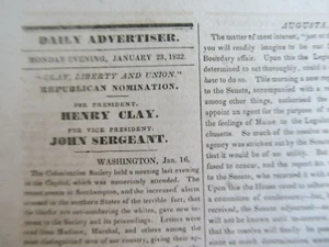 Rare 1832 Newspaper, Portland, Maine Advertiser, Henry Clay, Slavery, Early Ads - Picture 1 of 16