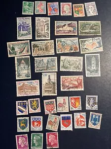 France 1960's Mixed Lot of 36 Pcs Used Stamps,VF Condition, See Photos - Picture 1 of 11