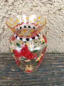 TWO’S COMPANY MINIATUR/PUPPENHAUS BLUMENKNOSPEN GLASVASE, HANDBEMALT - Bild 1 von 6