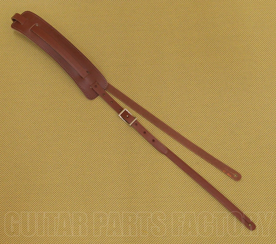 922-0664-050 Walnut Gretsch Padded Leather Vintage Style Guitar/Bass Strap - Image 1 of 1