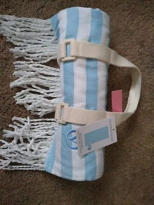Victoria Secret Manta de Playa con Asa 34x64 Azul Blanco Raya Nueva Foto 1 de 4
