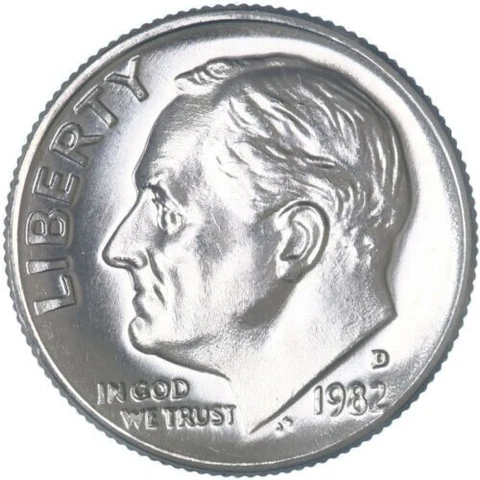 1982 D Roosevelt Dime Gem BU US Coin Cover