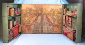 Wolverine Corner Grocer Store Toy Play Set Litho Picture Cardboard Goods Antique - Picture 1 of 7