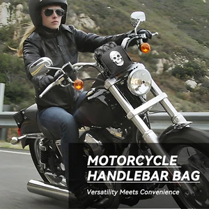 For Harley Cruiser Softail Dyna Sportsters Motorcycle Handlebar Bag - Picture 1 of 13