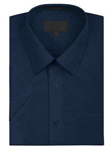 Men's Solid Color Regular Fit Button Up Premium Short Sleeve Dress Shirt