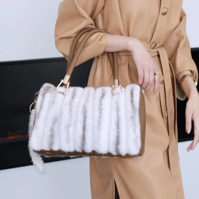 Женщин реальный норки Дамская сумка из натуральной кожи сумка с короткими ручками сумка через плечо наплечная сумка - Изображение 1 из 4