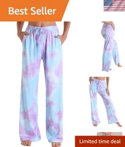 Loose Fitting Lounge Pants with Drawstring and Pockets - Stylish Tie Dye Design - Picture 1 of 6